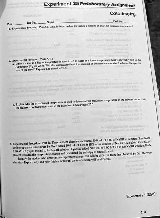 experiment 25 prelaboratory assignment calorimetry