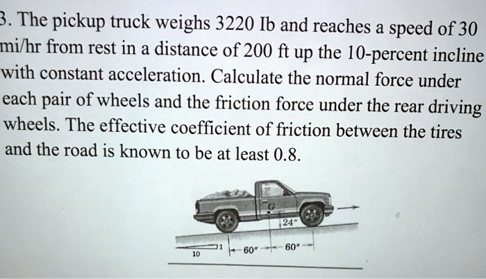 3. The pickup truck weighs 3220 Ib and reaches a speed of 30 mi/hr from ...