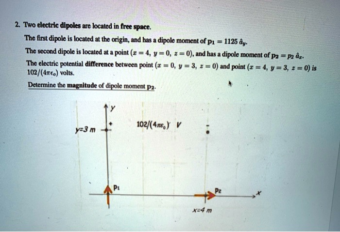 Two electric dipoles are located in free space. The first dipole is ...