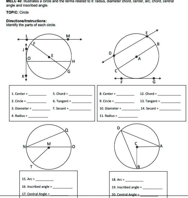 SOLVED: MELC 40: Illustrates a circle and the terms related to it ...