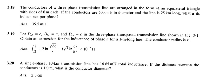 SOLVED: The conductors of a three-phase transmission line are arranged ...