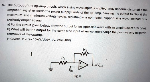 6. The output of the op-amp circuit, when a sine wave input is applied ...