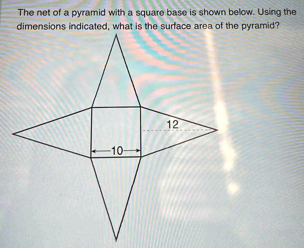 The net of a pyramid with a square base is shown below. Using the ...