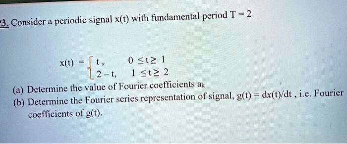 SOLVED: Consider a periodic signal x(t) with fundamental period T=2. x ...