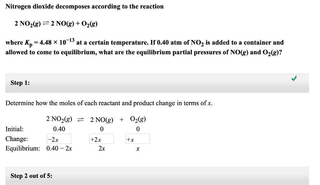 SOLVED Nitrogen dioxide according to the reaction NOzkg) =2