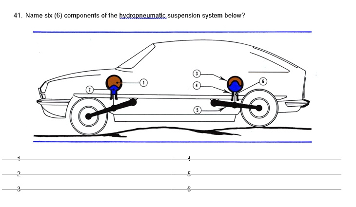 SOLVED: 41. Name six (6) components of the hydropneumatic suspension ...