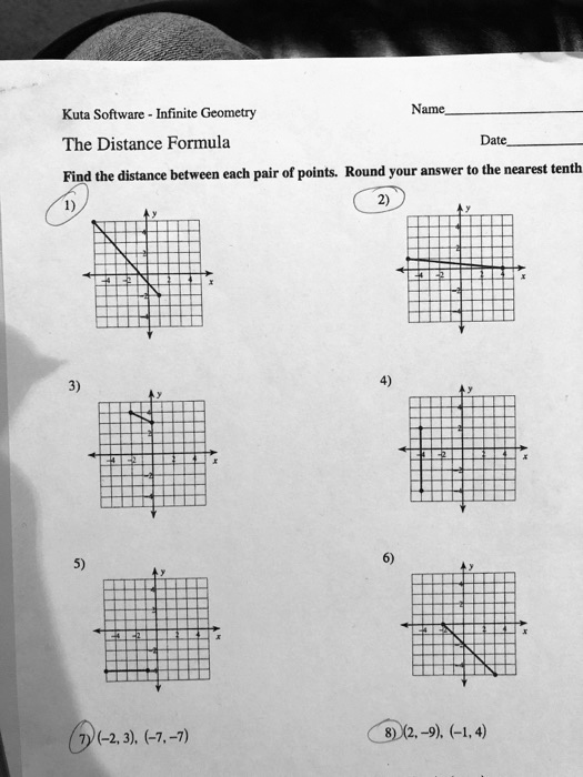 kuta software algebra 1 distance formula