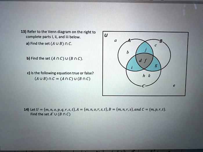 13 Refer To The Venn Diagram On The Right To Complete Parts Ii And Iii 