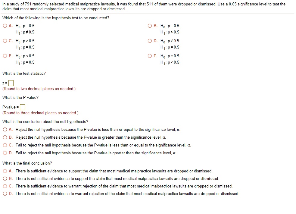 Solved In a study of 803 randomly selected medical