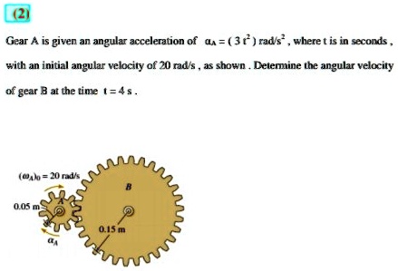 SOLVED: Gear A is given an angular acceleration of Î± = 3 rad/s^2 ...