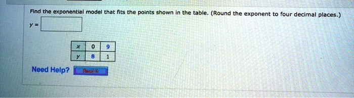 SOLVED: Find the exponential model that fits the points shown in the ...