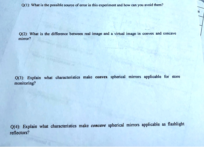 SOLVED Q(1) What is the possible source of error in this experiment