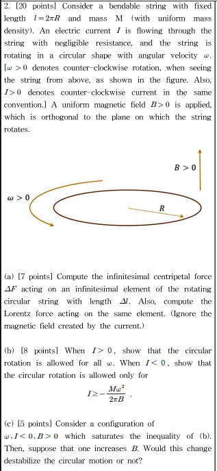 2. [20 points] Consider a bendable string with fixed length l = 2π R ...