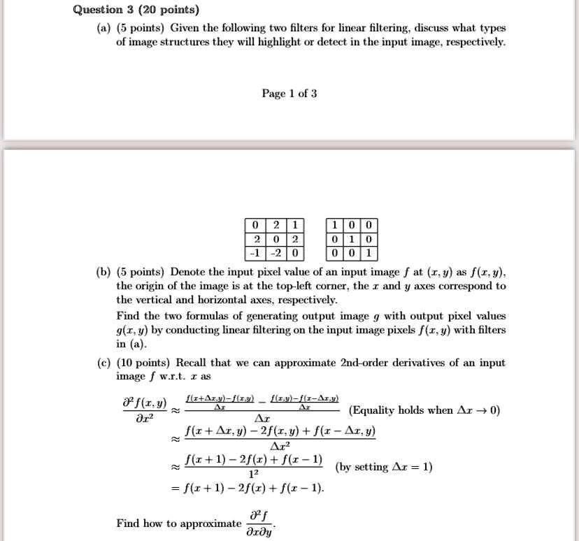 SOLVED: Question 3 (20 points) a) Given the following two filters for ...