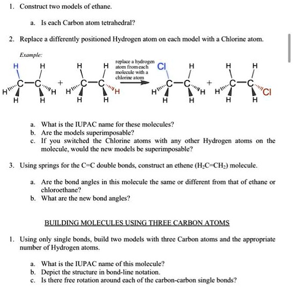 SOLVED: Constructing Models of Ethane Are each Carbon atom tetrahedral ...