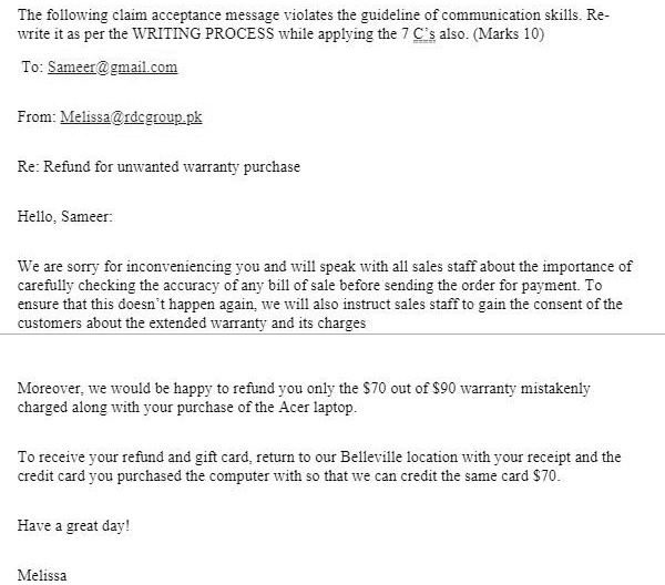 SOLVED To From Melissardcgroup.pk Re Refund for