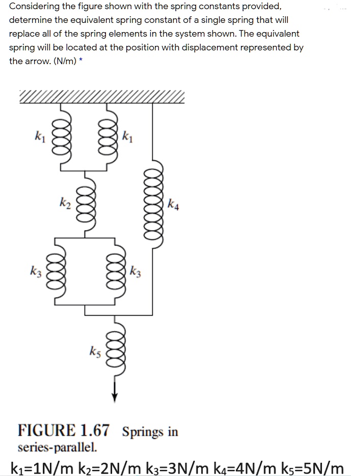 Considering the figure shown with the spring constants provided ...