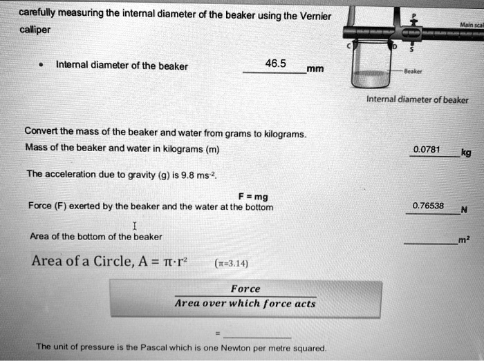 SOLVEDcarefully measuring the internal diameter of the beaker using