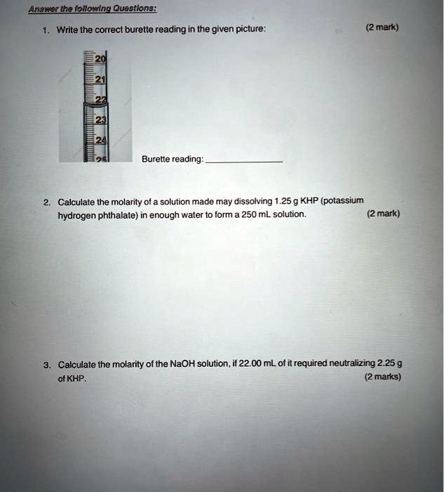 SOLVEDAnmunthte flouing Queaiknsi Write the correct burette reading in