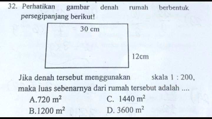 SOLVED: Bantu JawabTerima kasih... 32, Perhatikan gambar denah ...