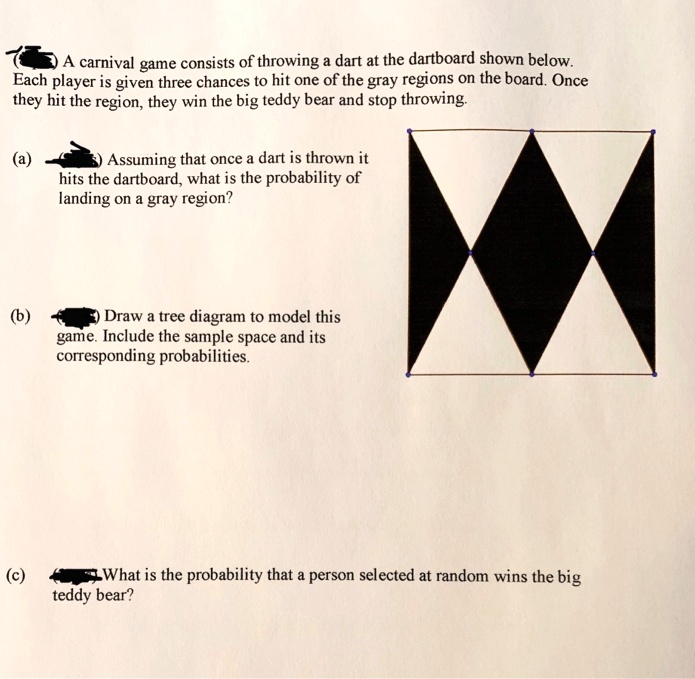 SOLVED carnival game consists of throwing dart at the dartboard shown below Each player is