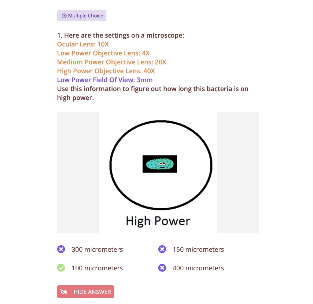 SOLVED Multiple Choice Here are the settings on a microscope Ocular