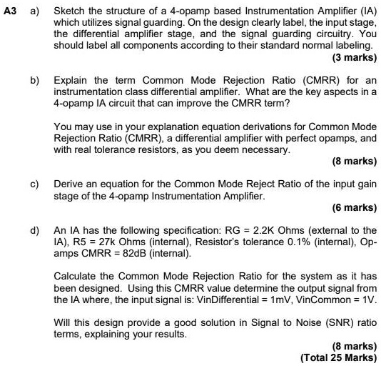 SOLVED a) Sketch the structure of a 4opamp based Instrumentation