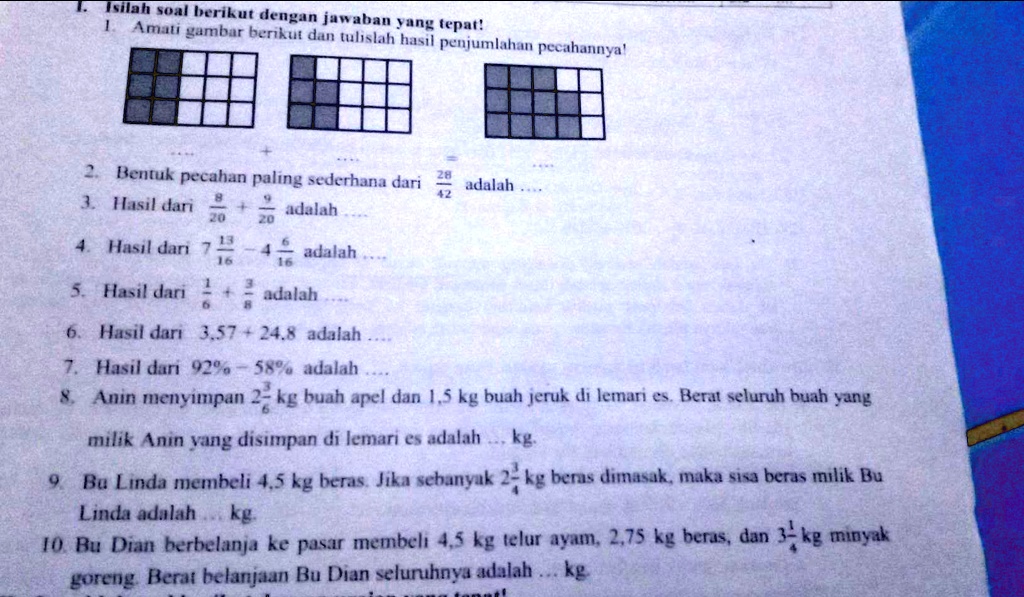 SOLVED: Amatilah Gambar Berikut Dan Tulislah Hasil Penjumlahan Pecahan ...