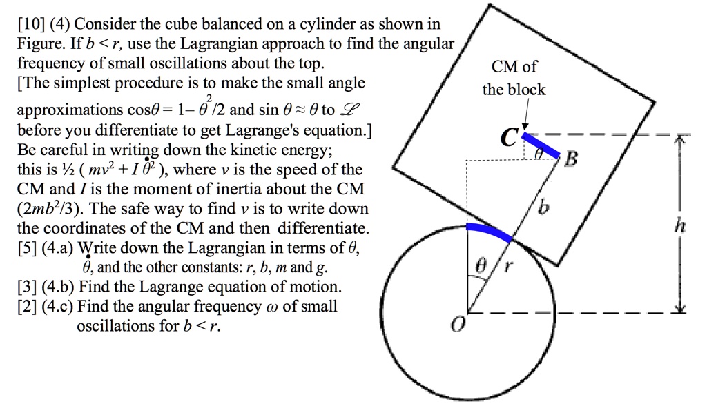SOLVED 10] (4) Consider the cube balanced on a cylinder as shown in Figure. If b