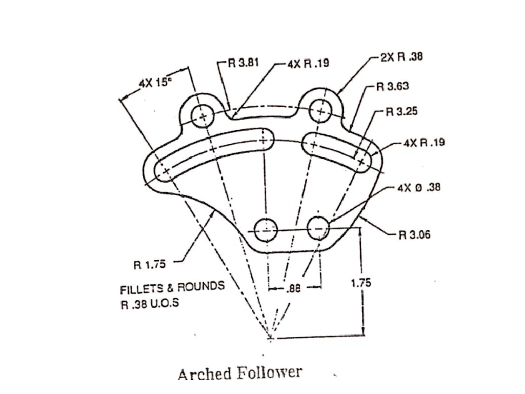 R 3.81 4X R.19 2X R.38 4X 15° R 3.63 + R 3.25 4X R.19 R 1.75 FILLETS ...
