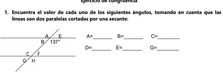 SOLVED: Encuentra el valor de cada uno de los siguientes ángulos ...