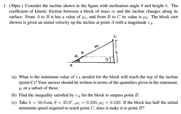 1. (30pts.) Consider the incline shown in the figure with inclination ...