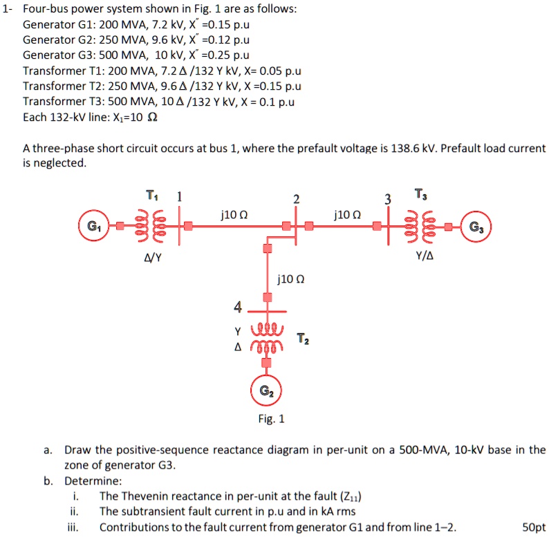 SOLVED: Four-bus power system shown in Fig. 1 is as follows: Generator ...