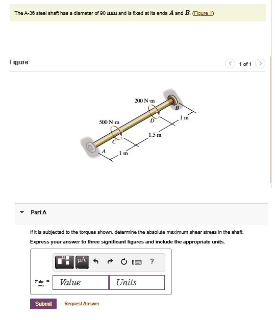 the a 36 steel shaft has a diameter of 90 mm and is fixed at its ends a ...