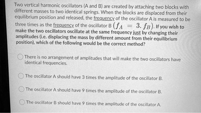 two vertical harmonic oscillators a and b are created by attaching two ...