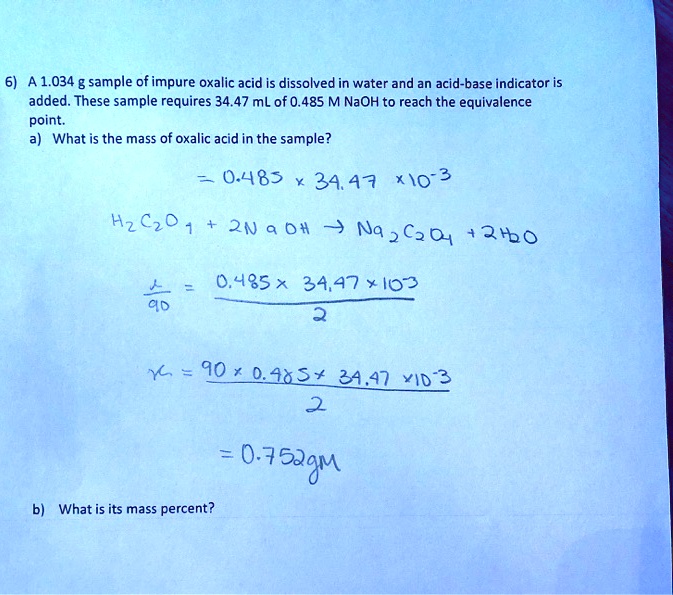 solved-a-1-034-g-sample-of-impure-oxalic-acid-is-dissolved-in-water