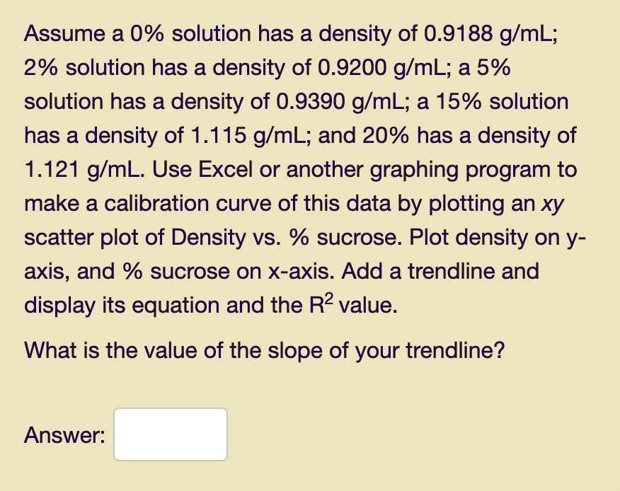 assume a 0 solution has a density of 09188 gml 2 solution has a density ...