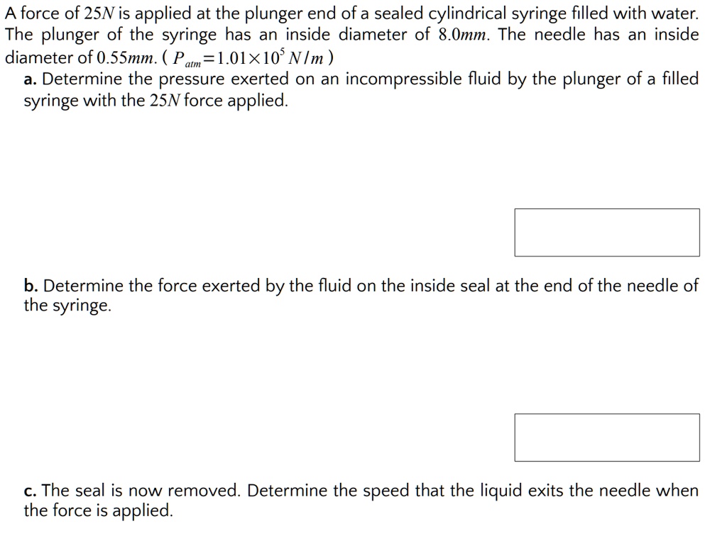 SOLVED force of 2SN is applied at the plunger end of a sealed