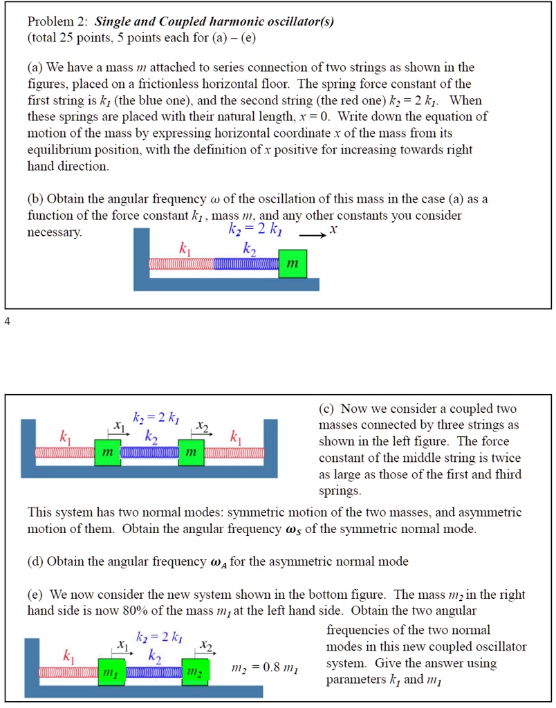 SOLVED Problem 2 Single and Coupled Harmonic Oscillators (total 25