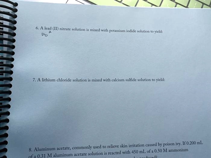 SOLVED A lead (II) nitrate solution mixed with potassium iodide