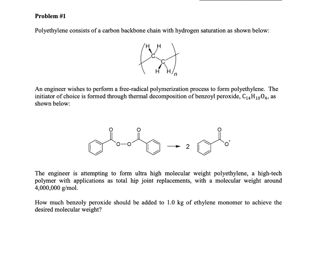 SOLVED: Polyethylene consists of a carbon backbone chain with hydrogen ...