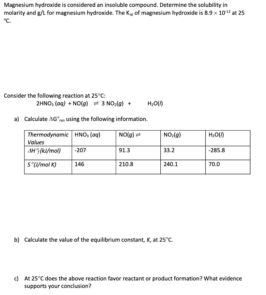 SOLVED Magnesium hydroxide is considered an insoluble compound