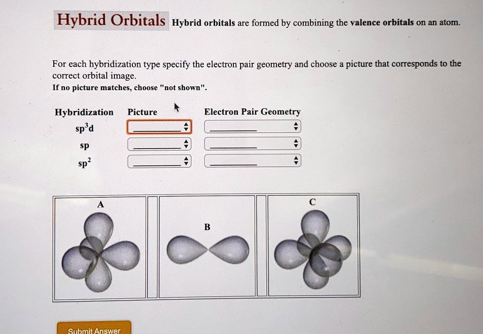 electron geometry chart and hybrid orbitals