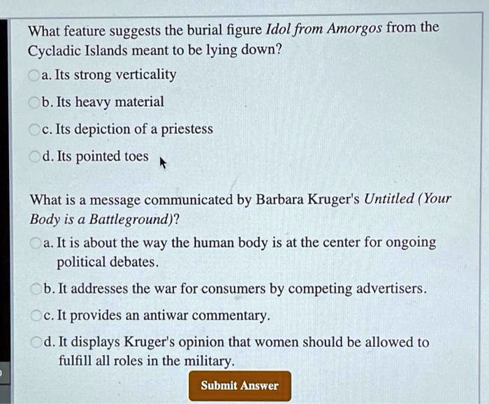 SOLVED What feature suggests the burial figure Idol from from