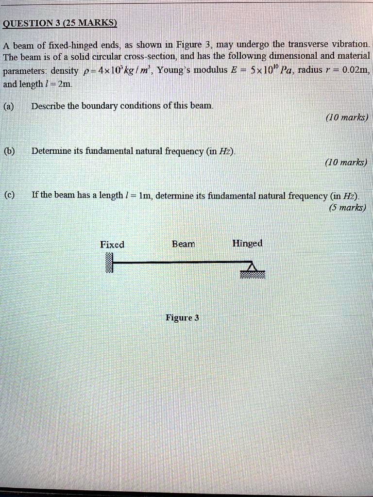 SOLVED: QUESTION 3 (25 MARKS) A beam with fixed-hinged ends, as shown ...