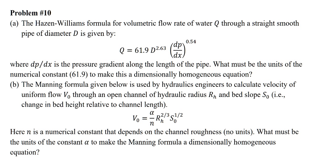 solved-problem-10-a-the-hazen-williams-formula-for-volumetric-flow