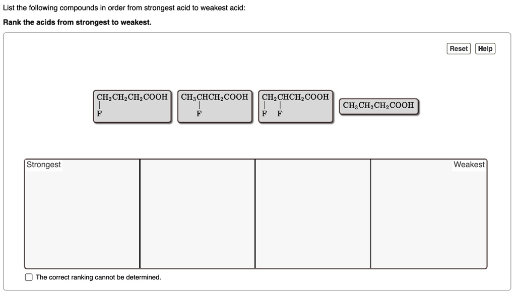 organic chemistry please explain list the following compounds in order