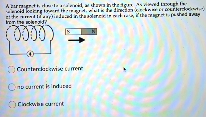 A bar magnet is close to a solenoid, as shown in the figure. As viewed ...