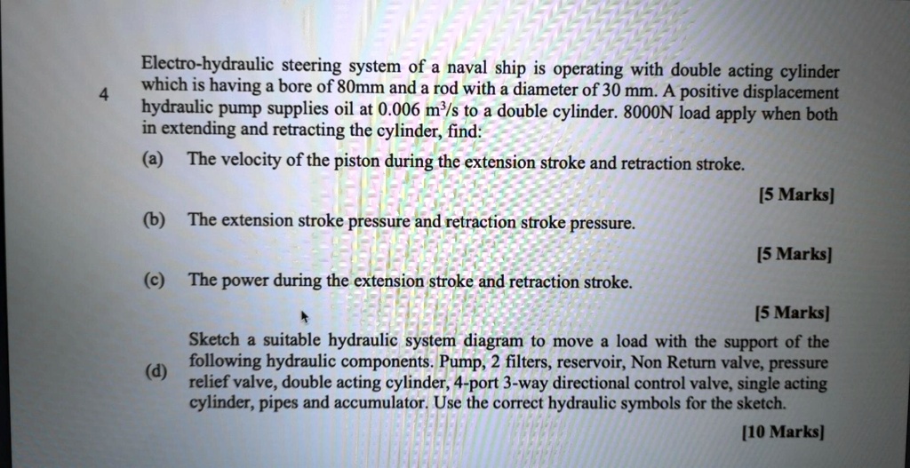 SOLVED Electrohydraulic steering system of a naval ship is operating