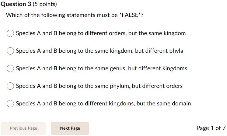 Question 3 5 Points Which Of The Following Statements Must Be False ...